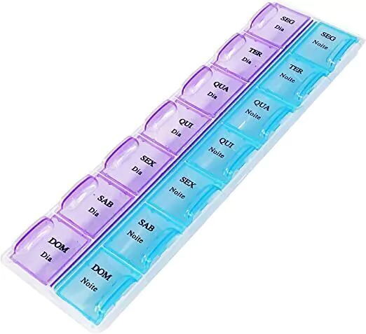 b2707658e3cd90a1fc98e28a12dbf4d5.webp b2707658e3cd90a1fc98e28a12dbf4d5 Porta Comprimido Semanal 14 compartimentos 2 Periodos Alux