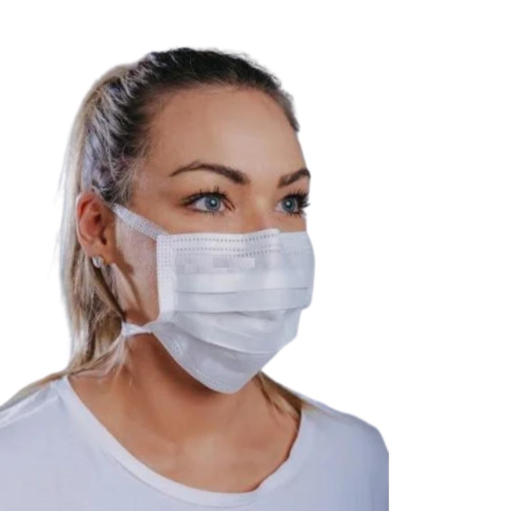 Máscara Tripla descartável em TNT Branca com 50 Medix
