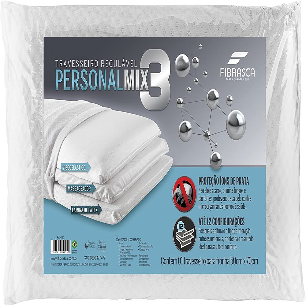 Travesseiro No Allergy Personal Mix 3 Ref 4695 Fibrasca