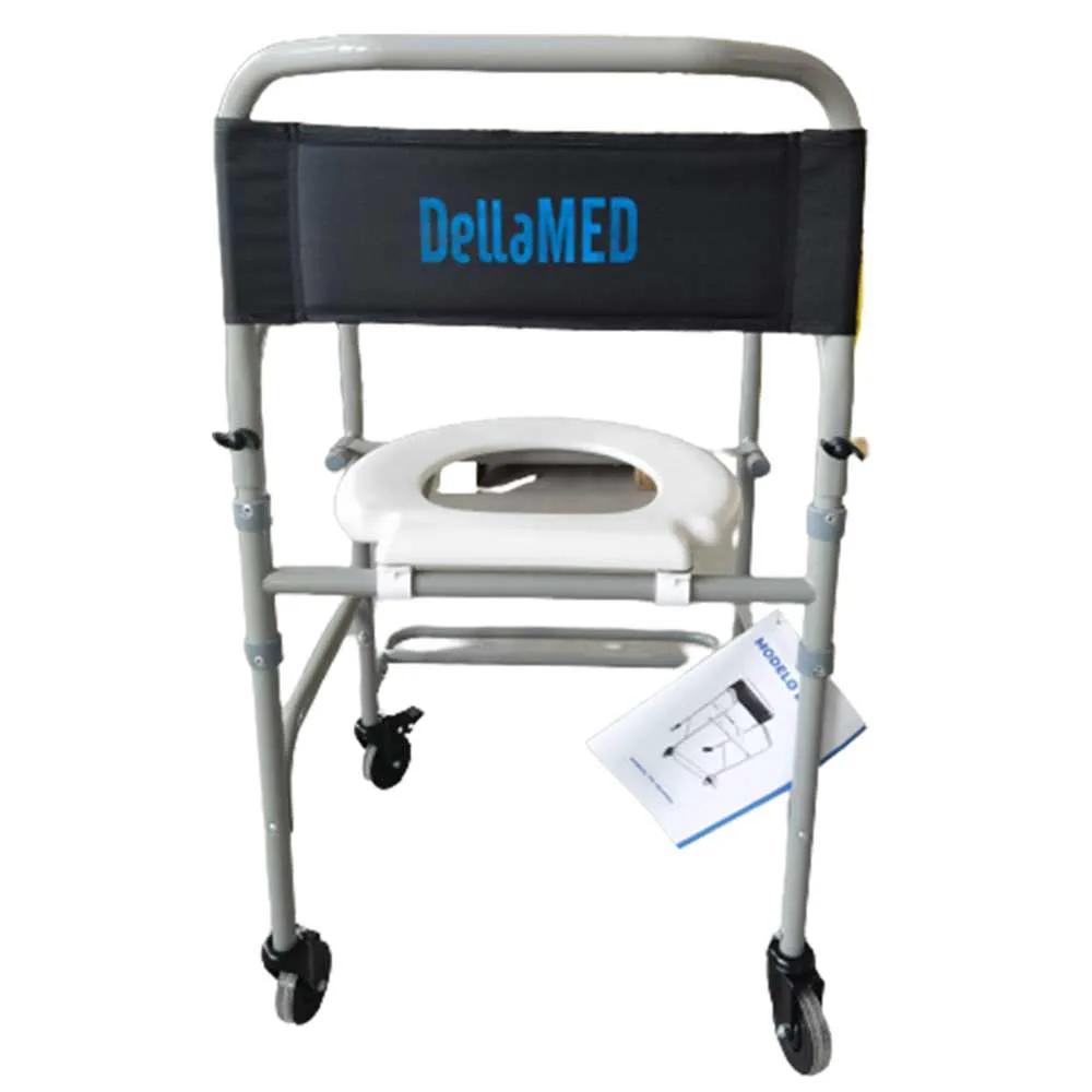 cadeira de banho higienica aco 100kg d30 dellamed 12295 3 adb691f7cfacbaa0b155377303945ae9 1 Cadeira de Banho D30 até 100kg Dobrável 2 em 1 - Dellamed